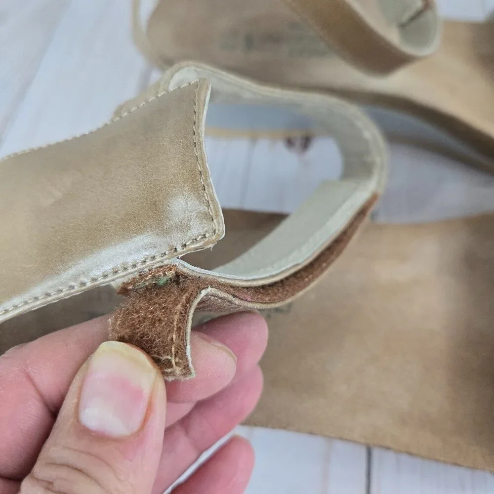 NAOT Mermaid Women’s Tan Leather Wedge Sandals Size 11 Comfort